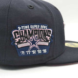 Dallas Cowboys Official 5-Time Super Bowl Champions Exclusive New Era 59FIFTY Fitted Hat - Navy/Pink
