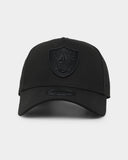 Las Vegas Raiders Official Black Out New Era 9FORTY Mid Crown A-Frame Snapback Hat