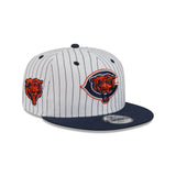 Chicago Bears Official Pinstripe New Era 9FIFTY SnapBack - White/Navy