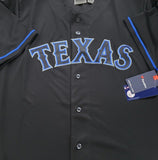 Officially Licensed MLB Texas Rangers Black / Blue Fanatics Button Up Jersey