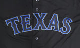 Officially Licensed MLB Texas Rangers Black / Blue Fanatics Button Up Jersey