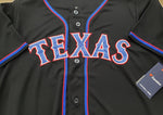 Officially Licensed MLB Texas Rangers Black / Red / Blue Fanatics Button Up Jersey