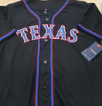 Officially Licensed MLB Texas Rangers Black / Red / Blue Fanatics Button Up Jersey