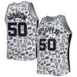 San Antonio Spurs David Robinson 1998/99 Mitchell & Ness Hardwood Classics Doodle Swingman Player Jersey