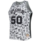 Men's San Antonio Spurs David Robinson Mitchell & Ness White 1998/99 Hardwood Classics Doodle Swingman Player Jersey