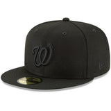 Washington Nationals Official Black/Black Primary Logo New Era 59FIFTY Fitted Hat