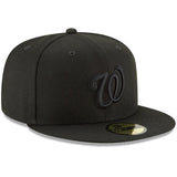 Washington Nationals Official Black/Black Primary Logo New Era 59FIFTY Fitted Hat