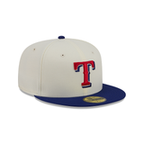 Texas Rangers Official Two Tone Team Logo New Era 59FIFTY Fitted Hat - Blue/Chrome White