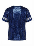 Dallas Cowboys Official Team Apparel Women’s Navy Sequin Fashion Jersey