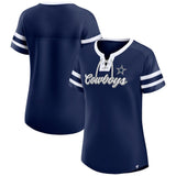 Dallas Cowboys Official Fanatics Navy Original State Women’s Lace-Up T-Shirt