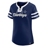 Dallas Cowboys Official Fanatics Navy Original State Women’s Lace-Up T-Shirt