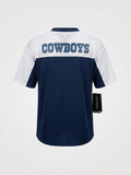 Dallas Cowboys Official GIII Rhinestone Key Plan Mesh Women’s Fashion Jersey - White/Navy