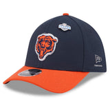 Chicago Bears Official Navy/Orange On-Stage Draft New Era 39THIRTY Mid Crown Flex-Fit Hat