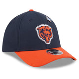 Chicago Bears Official Navy/Orange On-Stage Draft New Era 39THIRTY Mid Crown Flex-Fit Hat