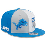 Detroit Lions Official On-Field Sideline New Era 9FIFTY Snapback Hat - Gray/Blue