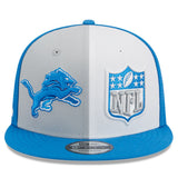 Detroit Lions Official On-Field Sideline New Era 9FIFTY Snapback Hat - Gray/Blue