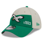 Philadelphia Eagles 2023 Sideline Historic New Era Cream/Kelly Green 39THIRTY Flex Hat