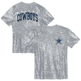 Dallas Cowboys Official Women’s Team Apparel Sequin Fashion Jersey - Grey