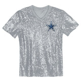 Dallas Cowboys Official Women’s Team Apparel Sequin Fashion Jersey - Grey