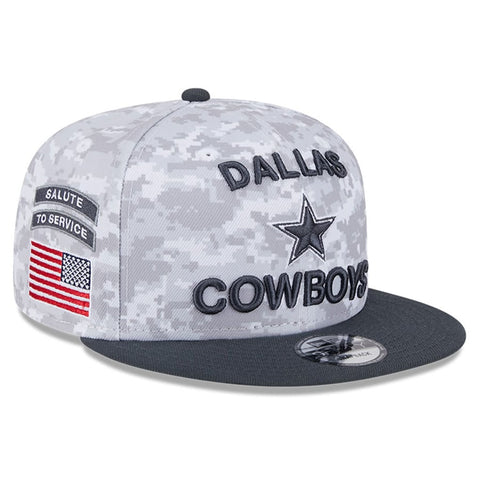 Dallas Cowboys Men’s White/Graphite 2024 Salute To Service New Era 9FIFTY Snapback Hat