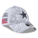 Dallas Cowboys Men’s 2024 Salute To Service New Era 39THIRTY Flex Fit Hat White/Graphite