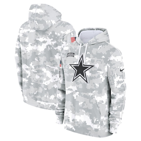 Dallas Cowboys Men’s Nike Arctic Camo 2024 Salute to Service Club Fleece Pullover Hoodie