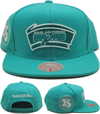 San Antonio Spurs 25th Anniversary Patch Mitchell & Ness SnapBack Hat- Teal/White