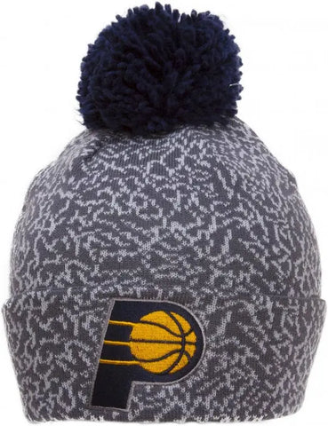 Indiana Pacers Cracked Pattern With Pom Mitchell & Ness Beanie