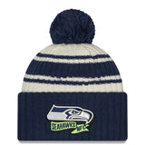 Seattle Seahawks Official NFL 2022 Sideline Sport New Era Cuffed Pom Knit Beanie