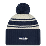 Seattle Seahawks Official NFL 2022 Sideline Sport New Era Cuffed Pom Knit Beanie