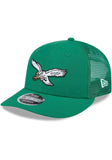 Philadelphia Eagles Throwback Low Profile New Era 9FIFTY Trucker Adjustable Snapback Hat Cap - Kelly Green