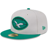Philadelphia Eagles 2024 Historic Sideline New Era 59FIFTY Fitted Hat - Stone/Kelly Green
