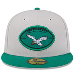 Philadelphia Eagles 2024 Historic Sideline New Era 59FIFTY Fitted Hat - Stone/Kelly Green
