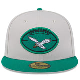Philadelphia Eagles 2024 Historic Sideline New Era 59FIFTY Fitted Hat - Stone/Kelly Green
