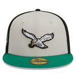 Philadelphia Eagles 2023 Historic Sideline New Era 59FIFTY Fitted Hat - Cream/Kelly Green