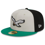 Philadelphia Eagles 2023 Historic Sideline New Era 59FIFTY Fitted Hat - Cream/Kelly Green