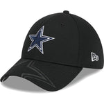 Dallas Cowboys Black Top Visor New Era 39thirty Flex Hat