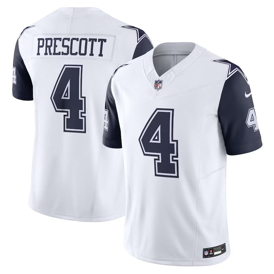 Nike Men's Dallas Cowboys Dak Prescott #4 Logo White T-Shirt