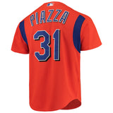 New York Mets Mike Piazza Mitchell & Ness Cooperstown Collection Button Up Jersey- Orange/Blue
