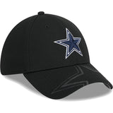 Dallas Cowboys Black Top Visor New Era 39thirty Flex Hat