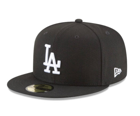 Los Angeles Dodgers New Era Basic Black and White 59FIFTY Fitted Hat