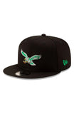 NFL Official Philadelphia Eagles New Era 9FIFTY Black Throwback Basic SnapBack