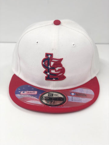 St. Louis Cardinals New Era, Authentic Collection 4th of July 59FIFTY Fitted Hat- White, Red