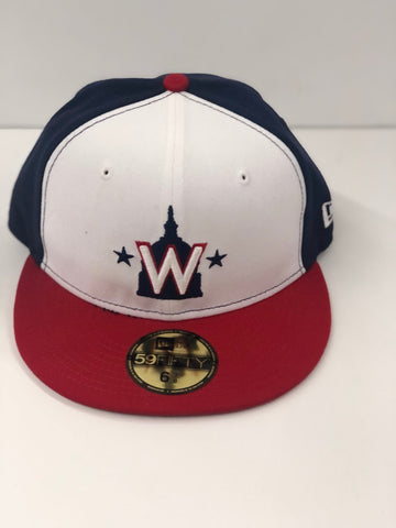 Wasington Nationals New Era authentic collection Alternative On-Field 59Fifty Fitted hat- white, red, blue