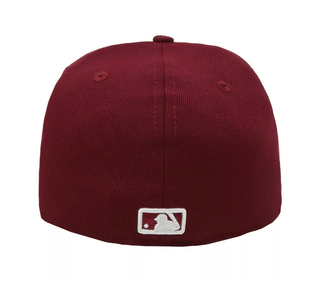 Los Angeles Dodgers Fitted New Era 59Fifty White Logo Cap Hat Burgundy Grey  UV